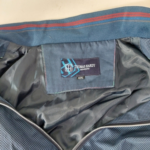 Thomas Hardy Blue Jacket Size L Classic Herringbone Zip Up Members High Neck L - Picture 9 of 11